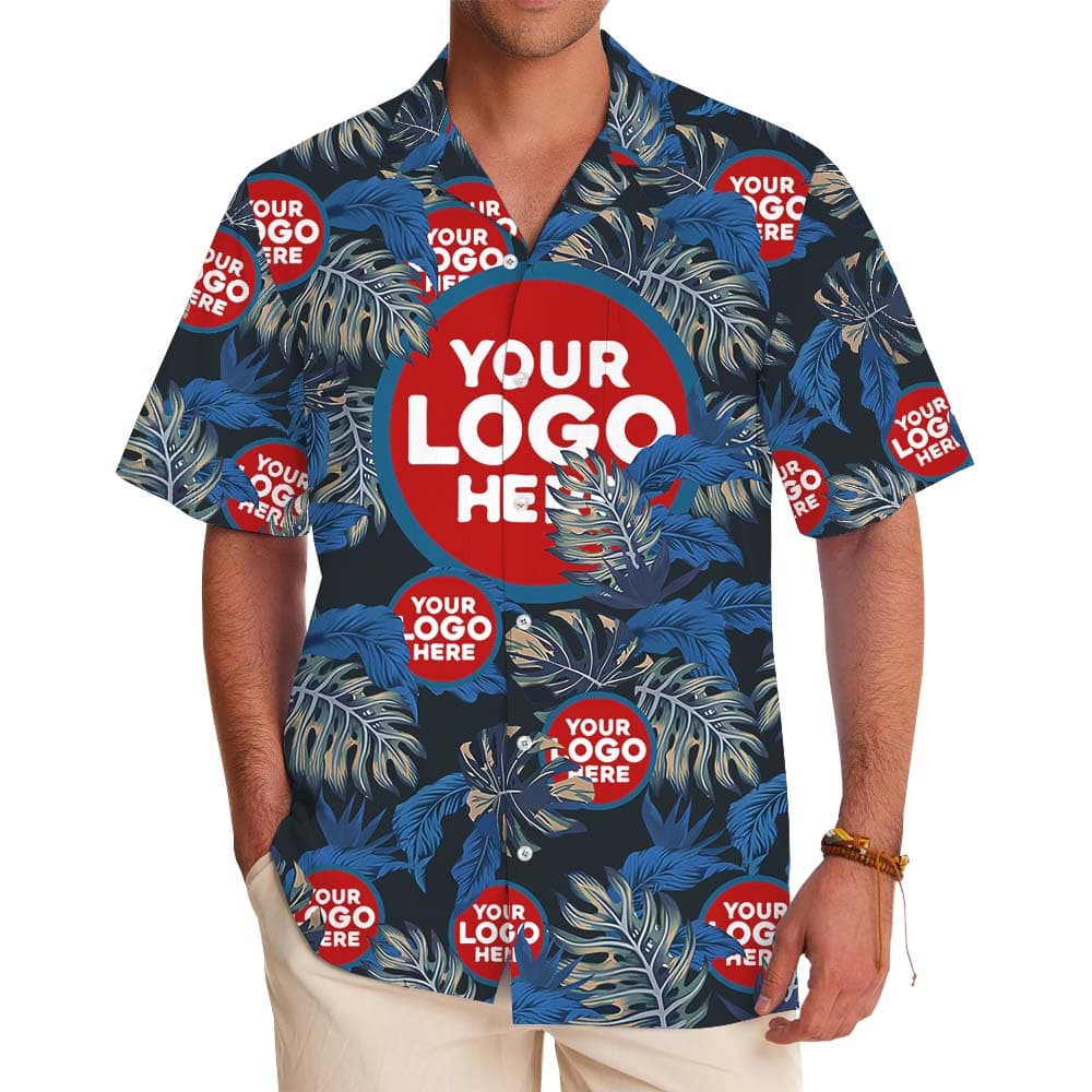 Tropical Leaves Hawaiian Shirts With Logo On Them