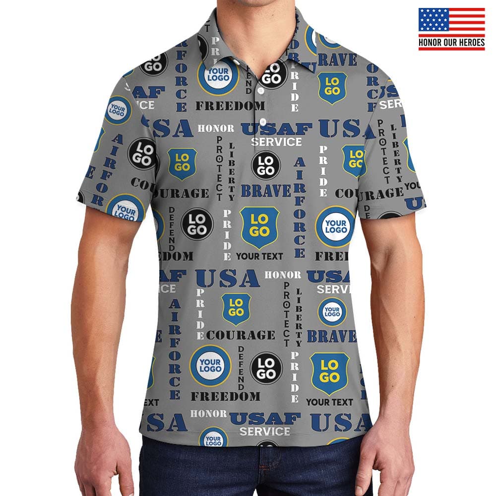 US Air Force Collared Polo Shirt With Custom Logo