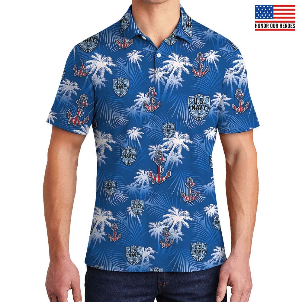 US Navy Beach Vibe Polo Shirt With Custom Logo