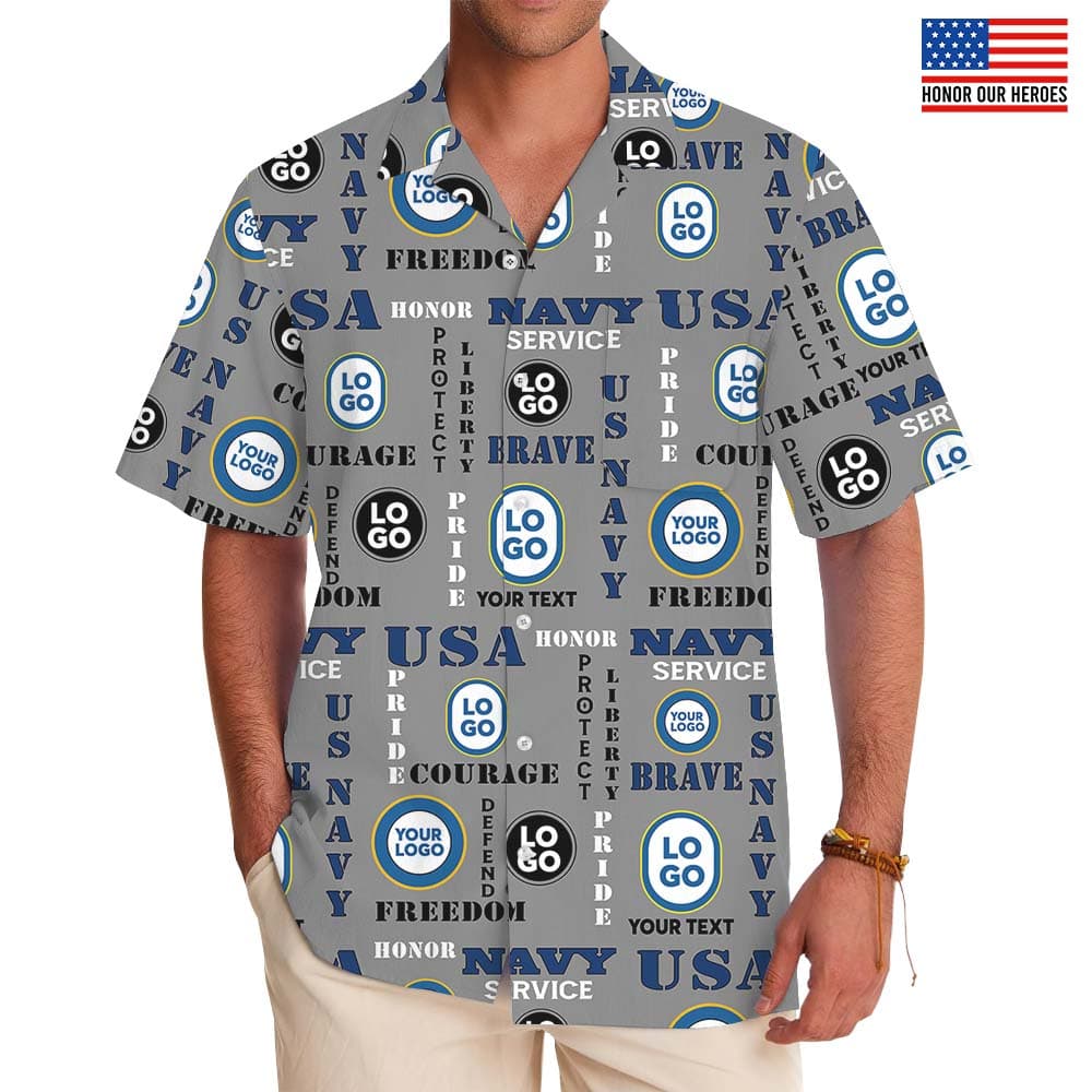 US Navy Military Hawaiian Shirt With Logo