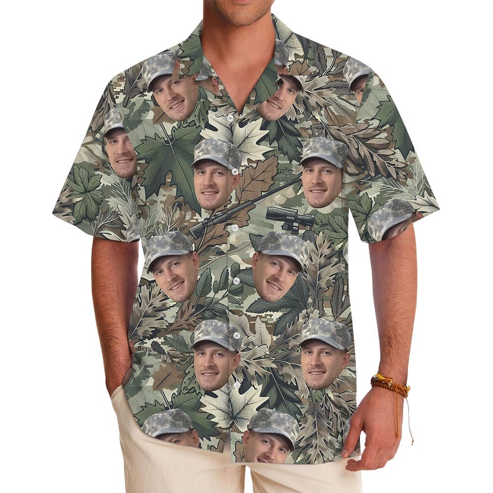 Unique Custom Face Tropical Tactical Hawaiian Shirt