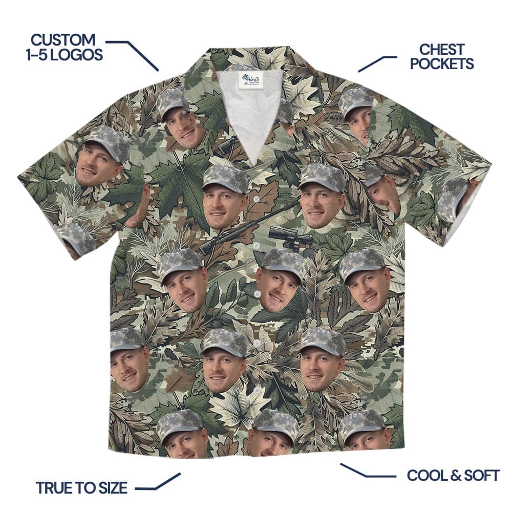 Unique Custom Face Tropical Tactical Hawaiian Shirt