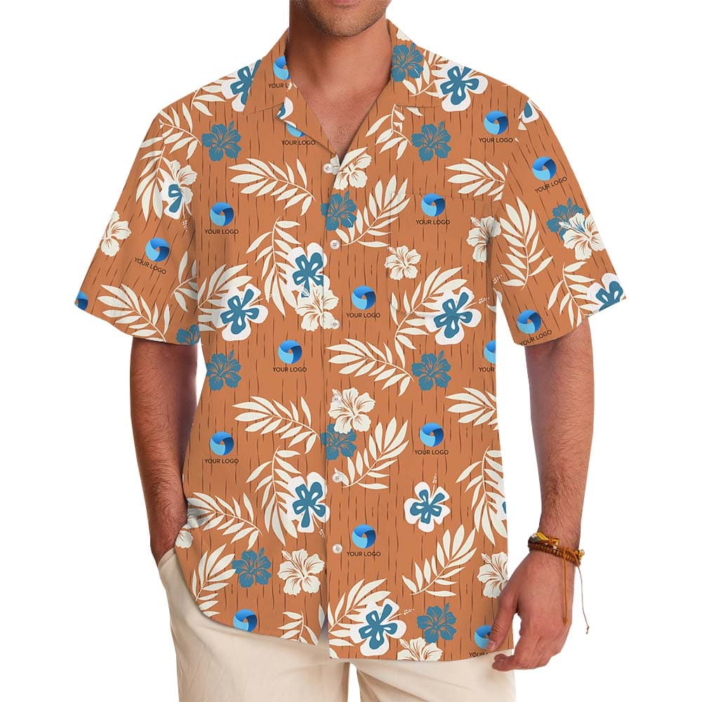 Unique Logo Hawaiian Shirt With Floral Print