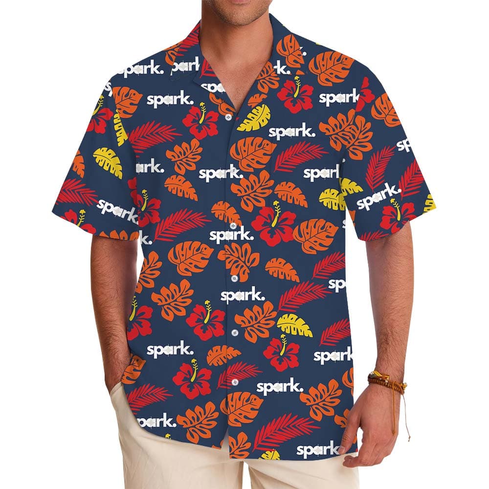 Vibrant Hibiscus Custom Logo Hawaiian Shirt