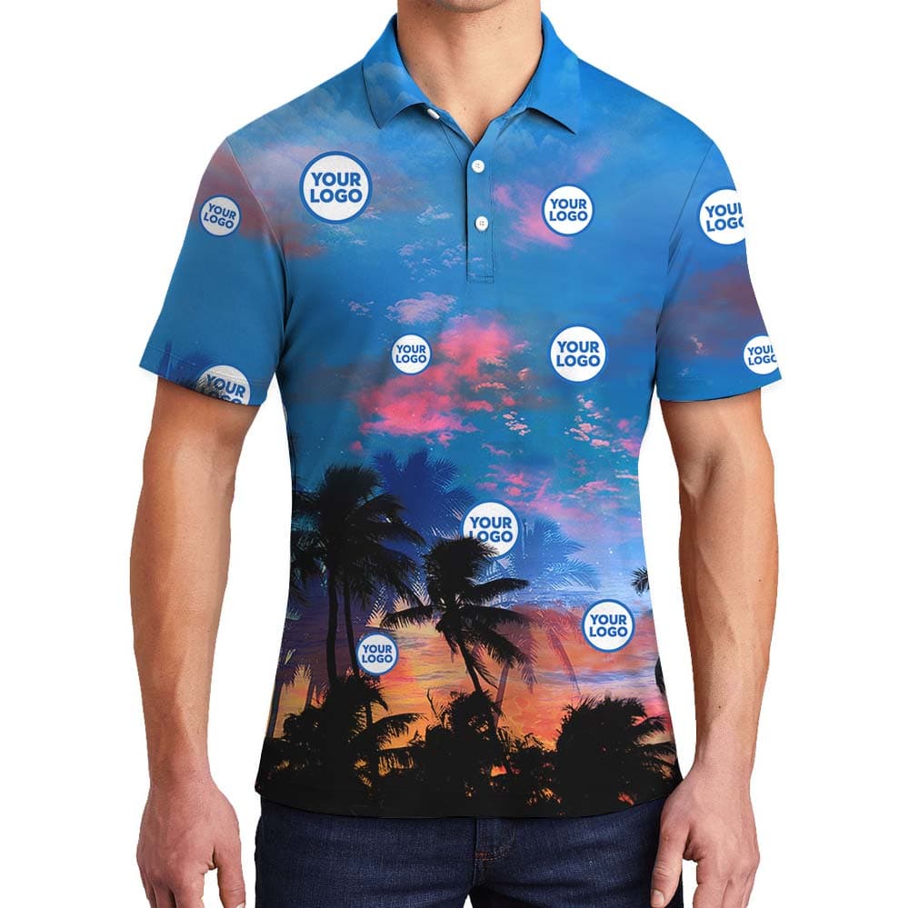 Vibrant Sunset Custom Polo Shirt With Logo