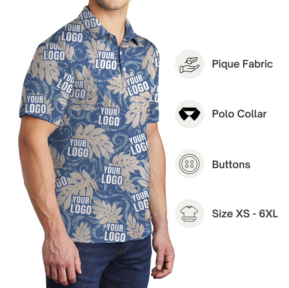 Vintage Blue Polo Shirt With Custom Logo