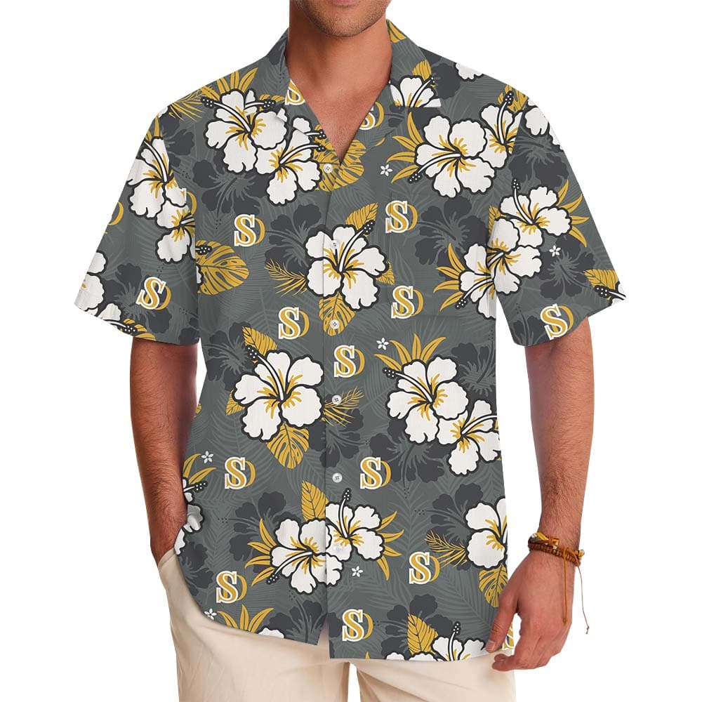 Yellow Hibiscus Hawaiian Shirt With Personalized Logo1