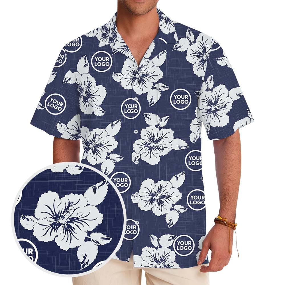 Big Floral Hawaiian Shirt With Custom Logo Print