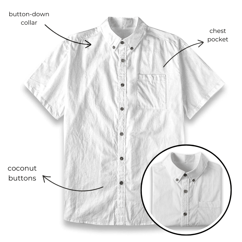 Cotton Golf Print Hawaiian Button Down Shirt For Men details