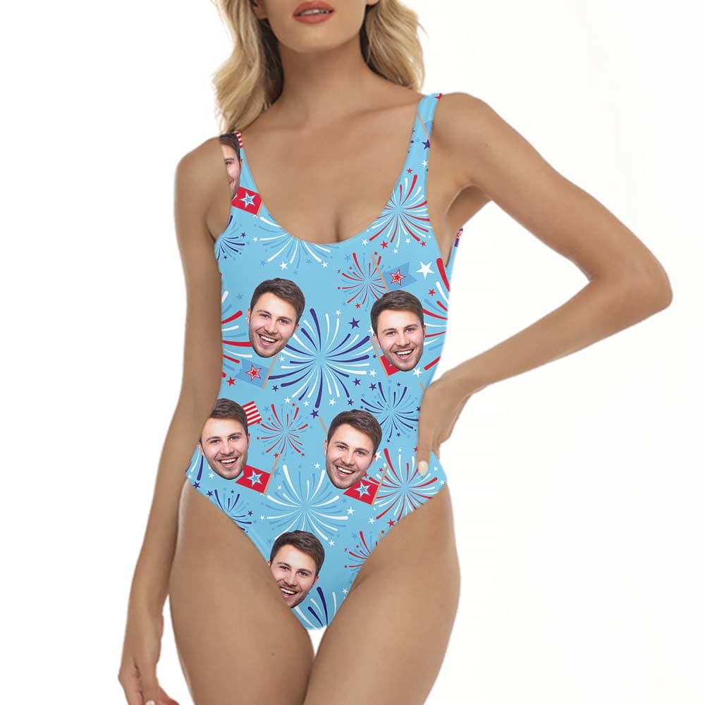 Custom Face Bathing Suit For 4th Of July