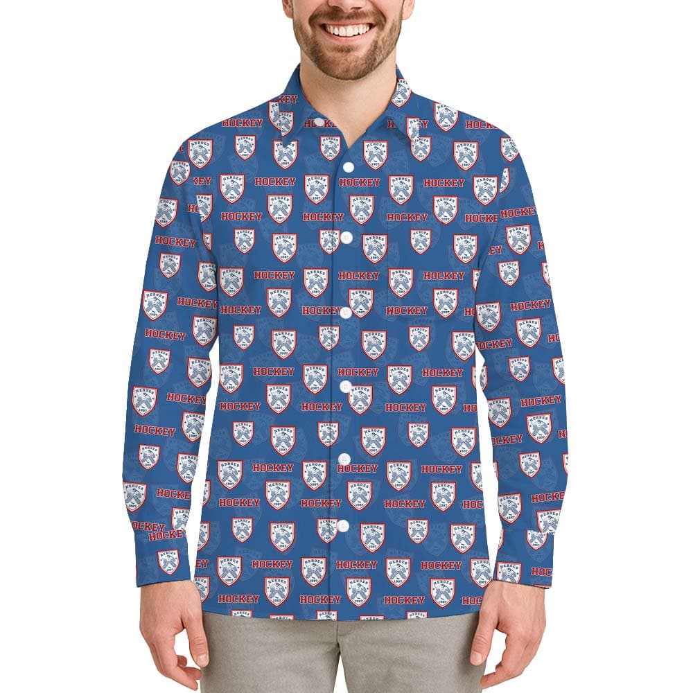 Custom Logo And Text Long Sleeve Hawaiian Shirt Mens3
