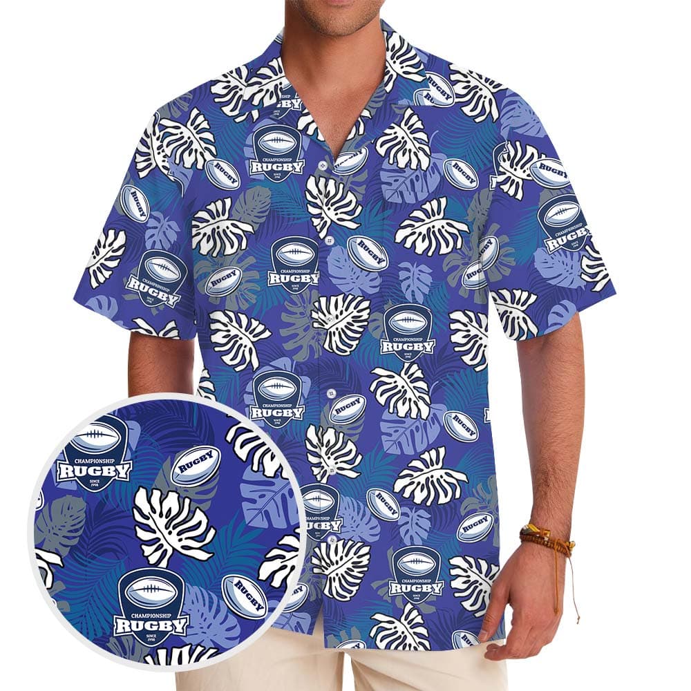 Custom Logo And Text Rugby Hawaiian Shirt For Team1