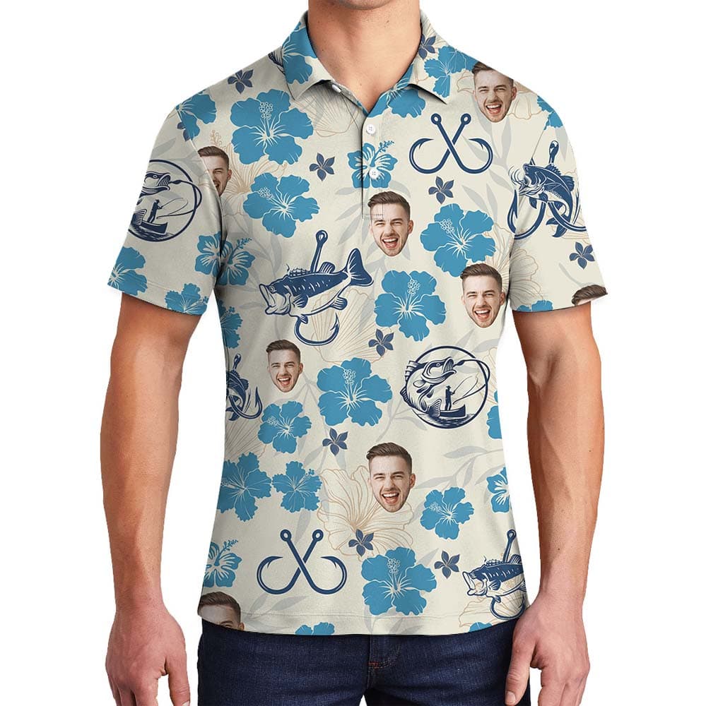 Custom Logo Or Face Fishing Polo Shirt With Preview