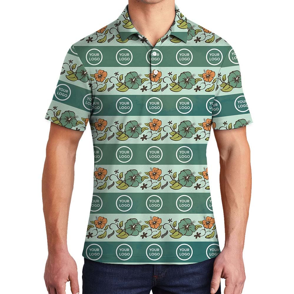 Custom Logo Or Face Green Collared Polos