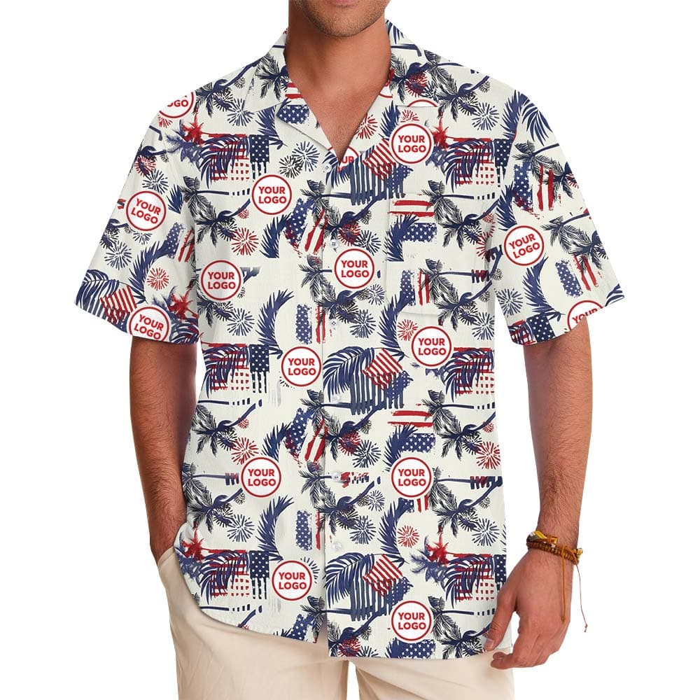 Custom Logo Or Face Patriotic Beach Hawaiian Shirt