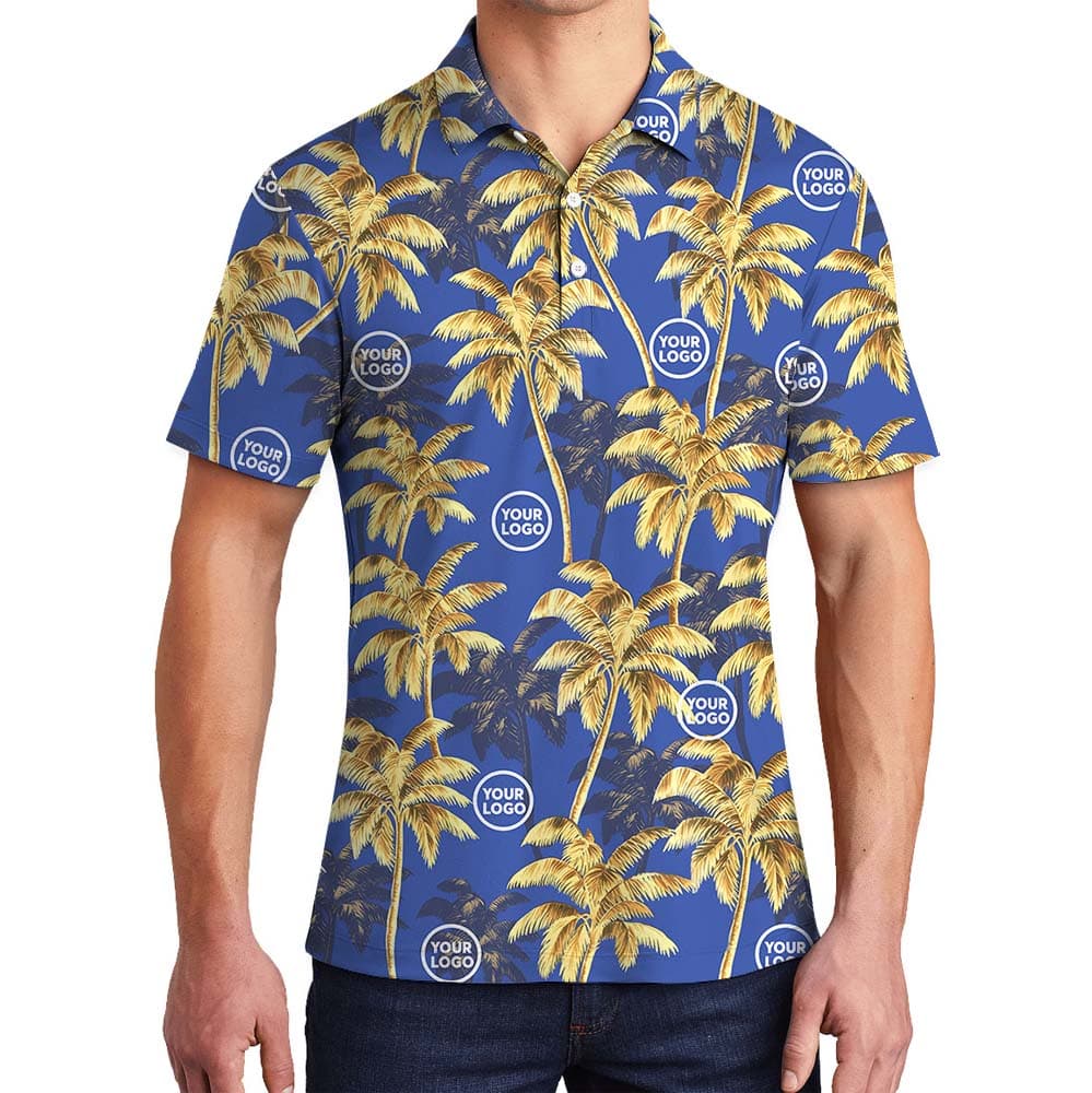 Custom Logo Palm Island Navy Polo Shirt For Men And Women