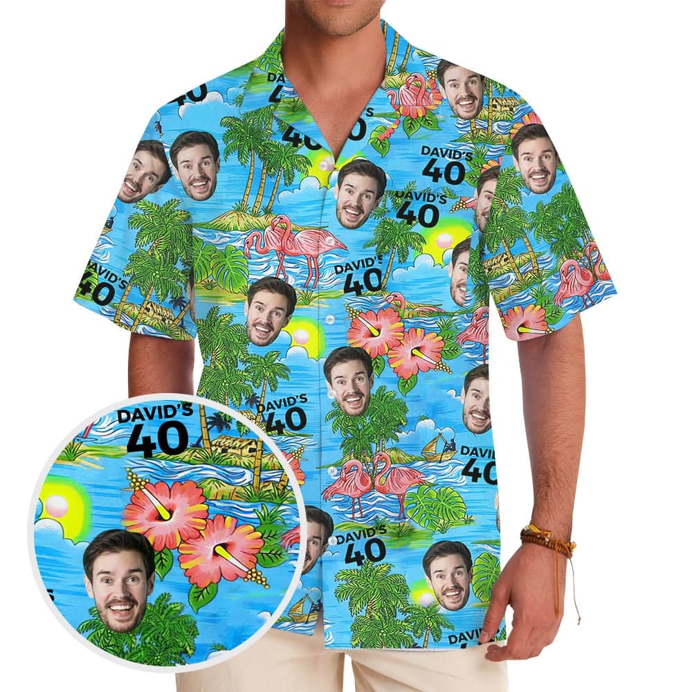 Customizable Tropical Theme Birthday Hawaiian Shirt