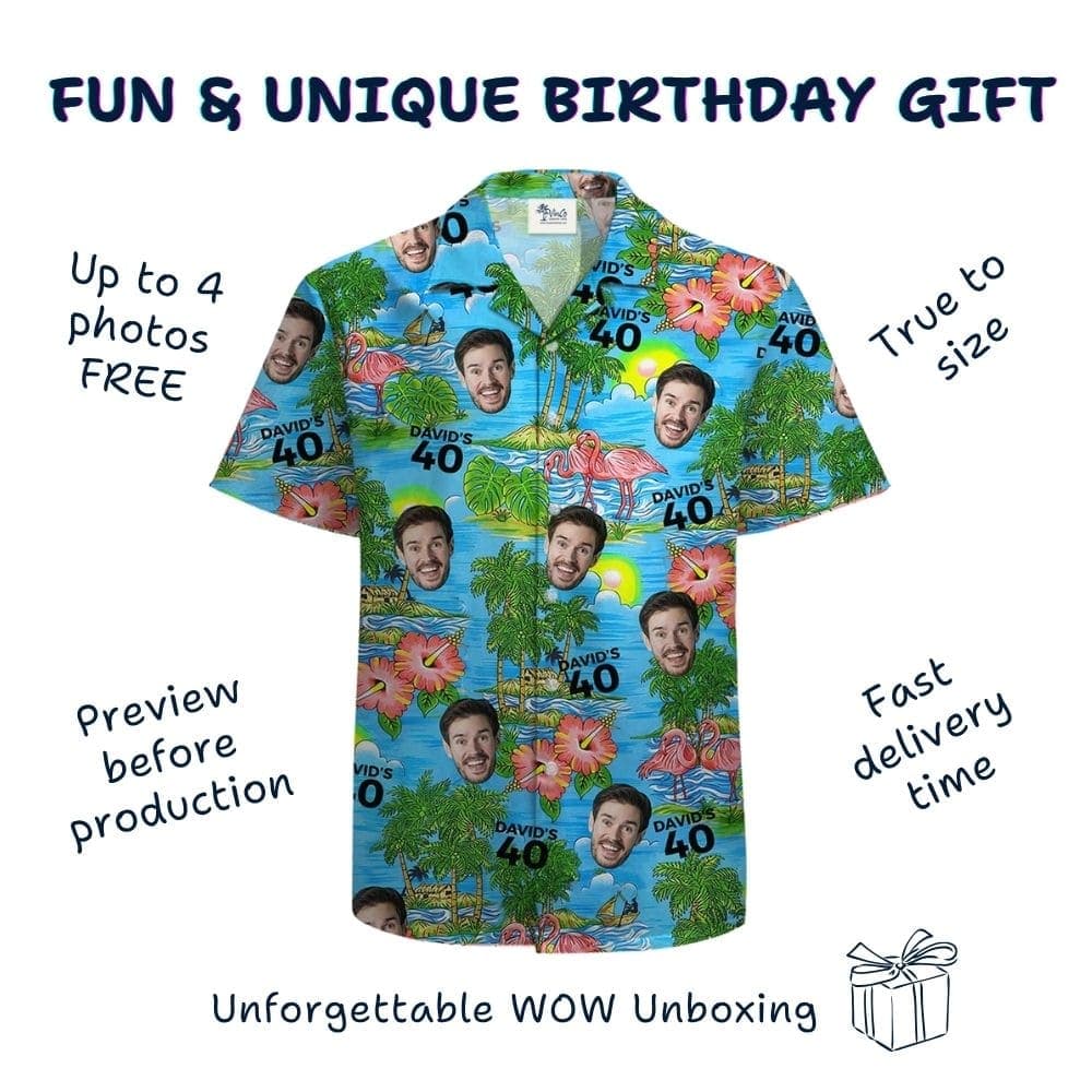 Customizable Tropical Theme Birthday Hawaiian Shirt