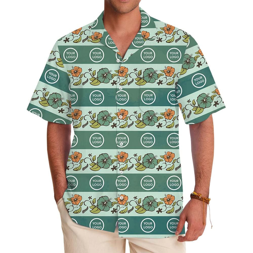 Floral Hawaiian Shirt With Personalized Logo And Preview