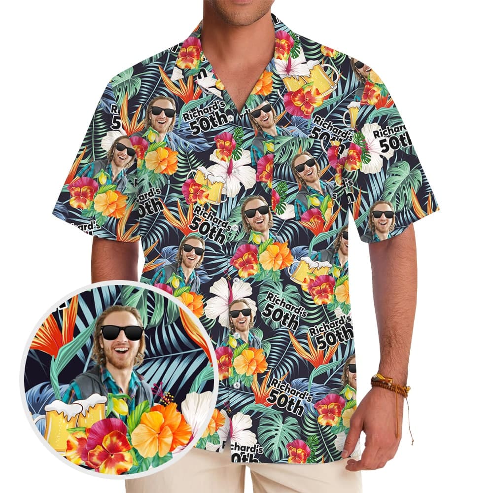 Fun Birthday Hawaiian Shirt Custom Your Face and Age (2)