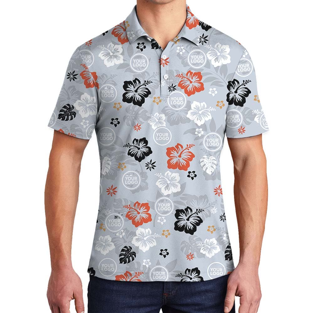 Gray And Orange Polo Shirt With Custom Logo