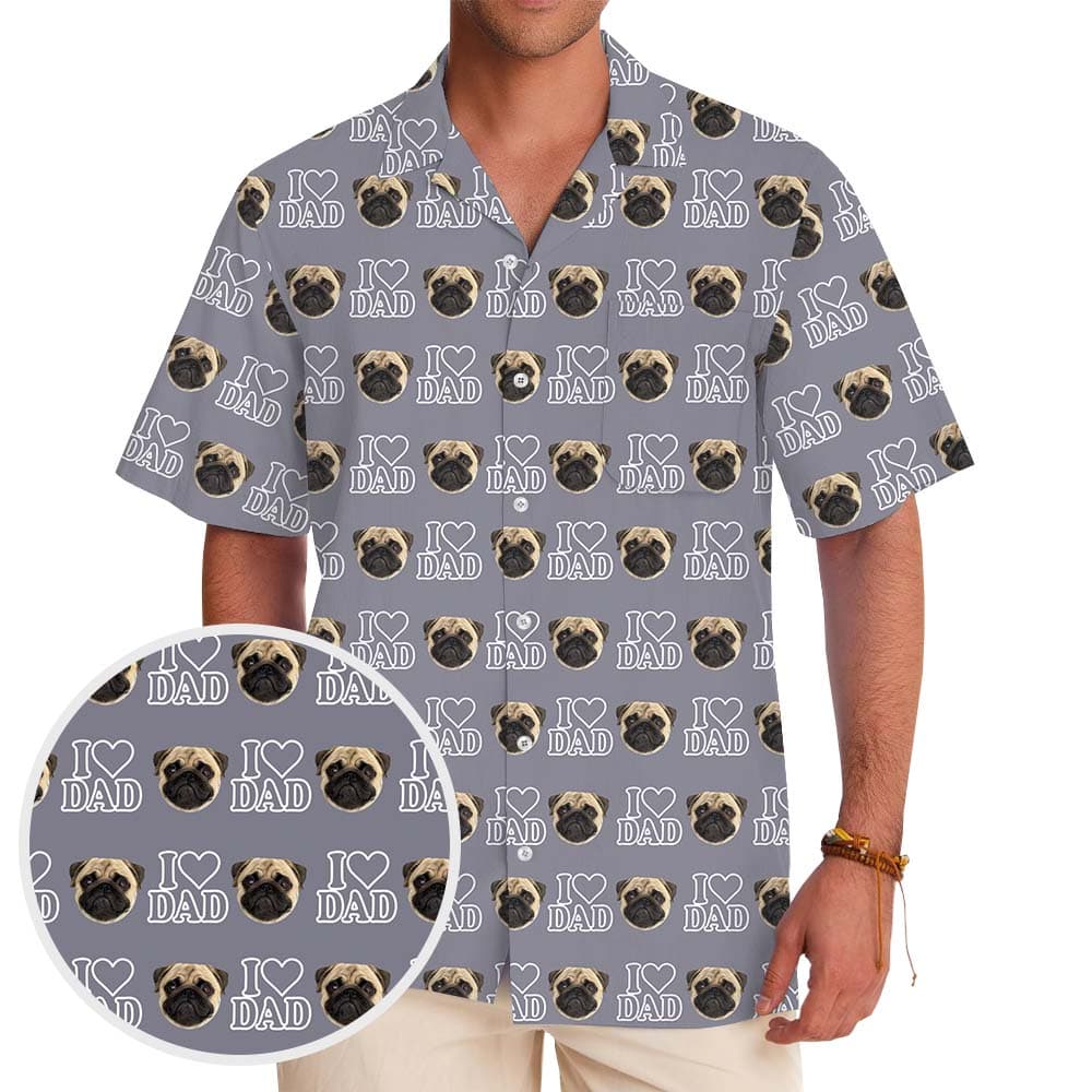 I Love Dad Custom Face And Color Hawaiian Shirt
