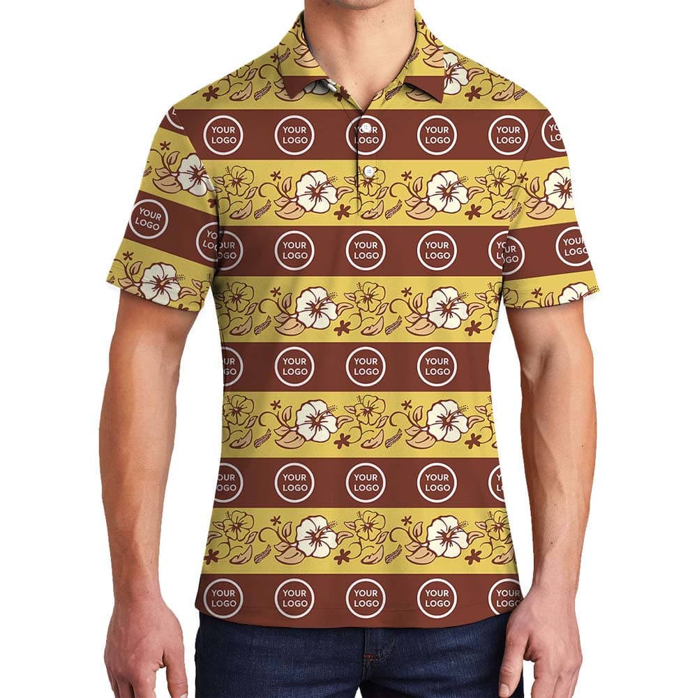 Personalized Logo Floral Polo Shirt With Preview