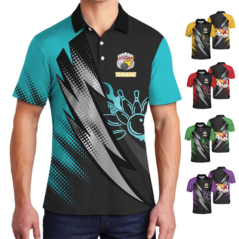 Personalized Name Color Bowling Polo Shirt