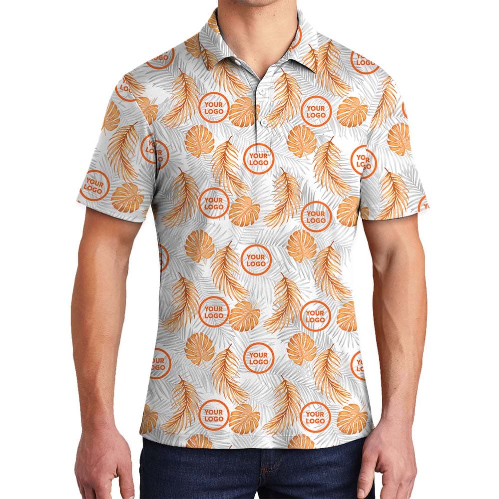 Personalized Orange Golf Shirt With Logos And Preview