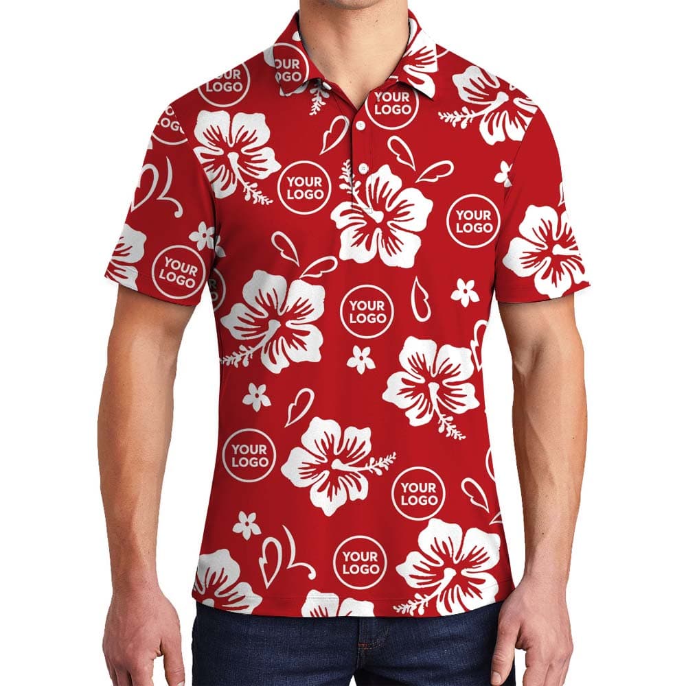 Red Aloha Polo Shirt With Your Own Logo