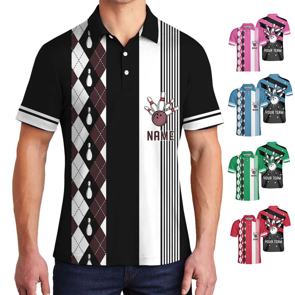 Retro Personalized Bowling Polo Jersey Shirt With Name