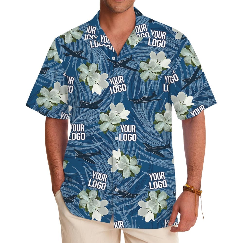 Vintage Blue Custom Logo Air Force Hawaiian Shirt
