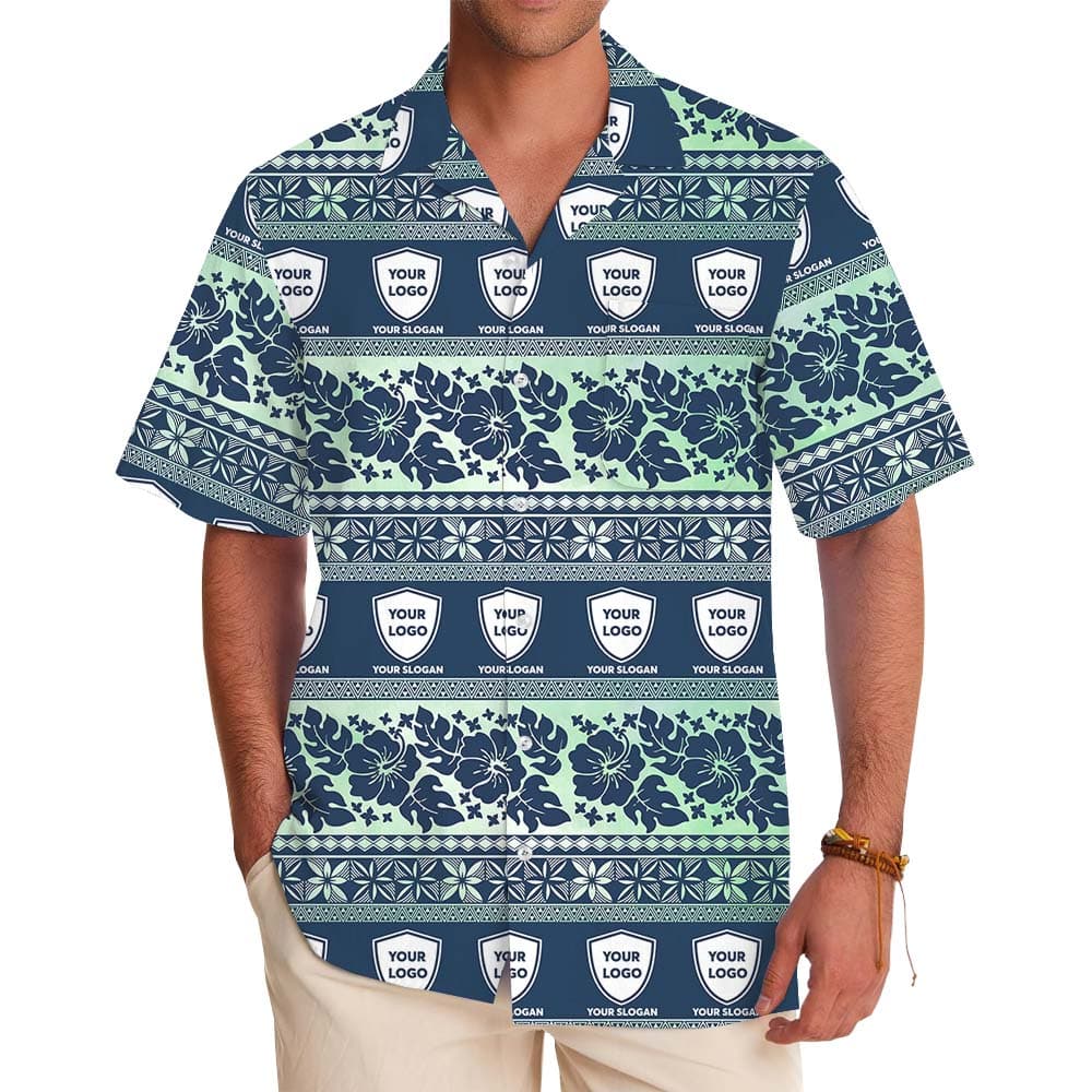 Vintage Custom Logo Hawaiian Shirt With Floral Print