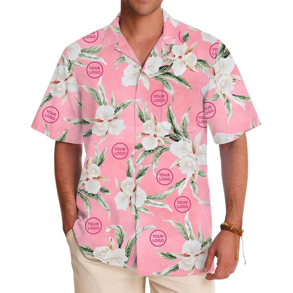 Vintage Pink Hawaiian Shirt With Your Own Logos