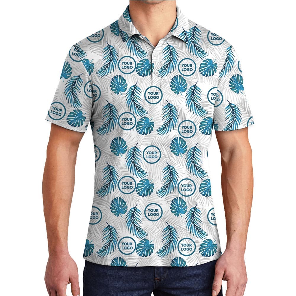 Custom Hawaiian Polo Shirt - Tropical Fern Pattern with New Live Preview