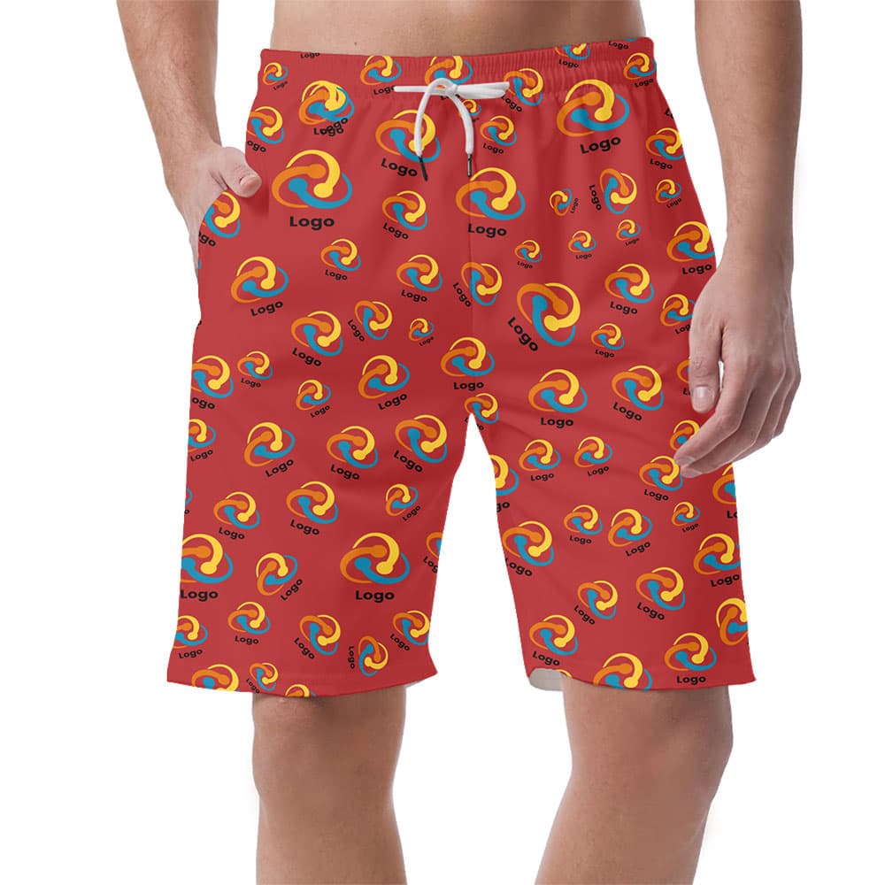 Custom-Hawaiian-Shorts-with-Mixed-Logo-featuring-a-bold-design-with-multiple-logos-elastic-waistband-and-vibrant-colors—perfect-for-branding-team-uniforms-or-casual-summer-wear.