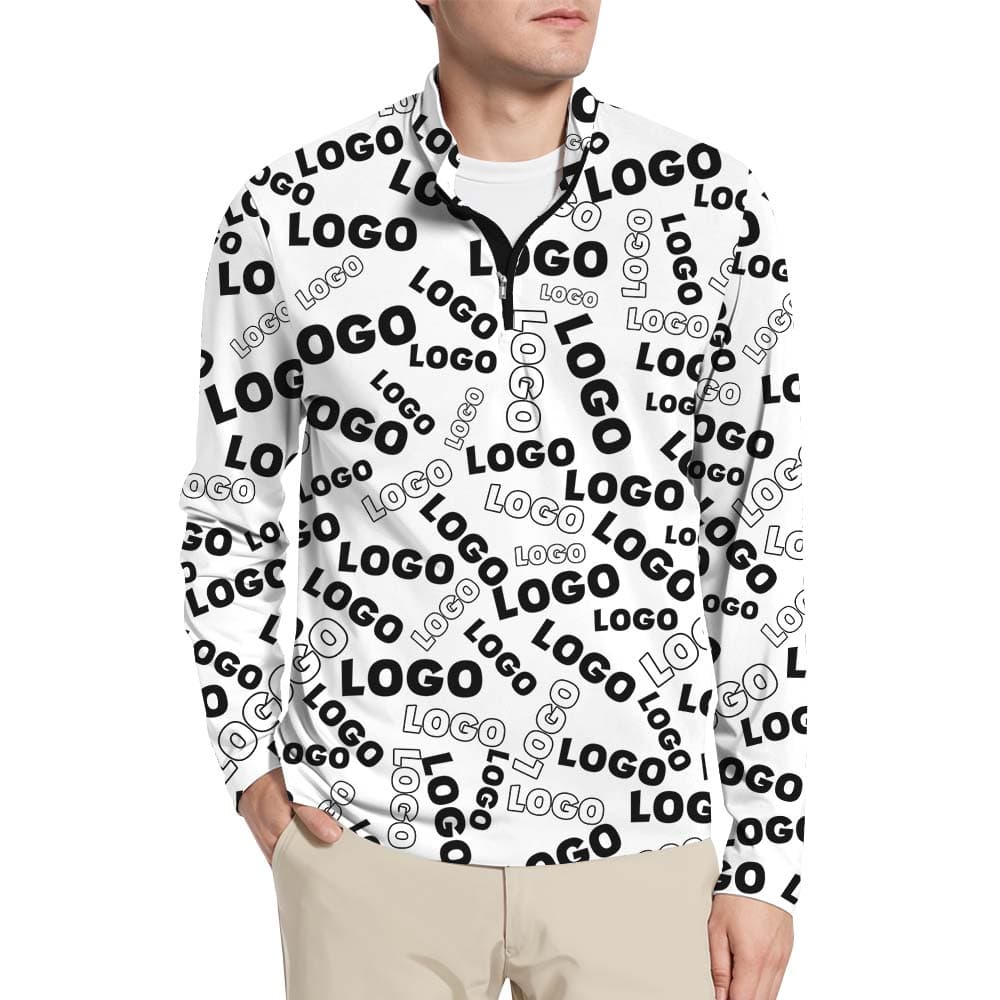 Custom Logo Men's Zip Pullover With Preview
