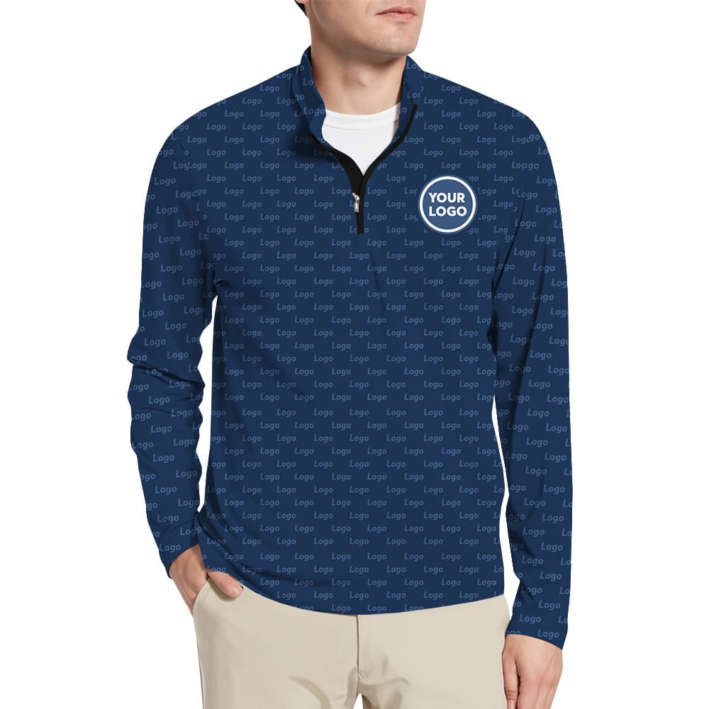 Custom Small Logo Men's Half Zip Pullover