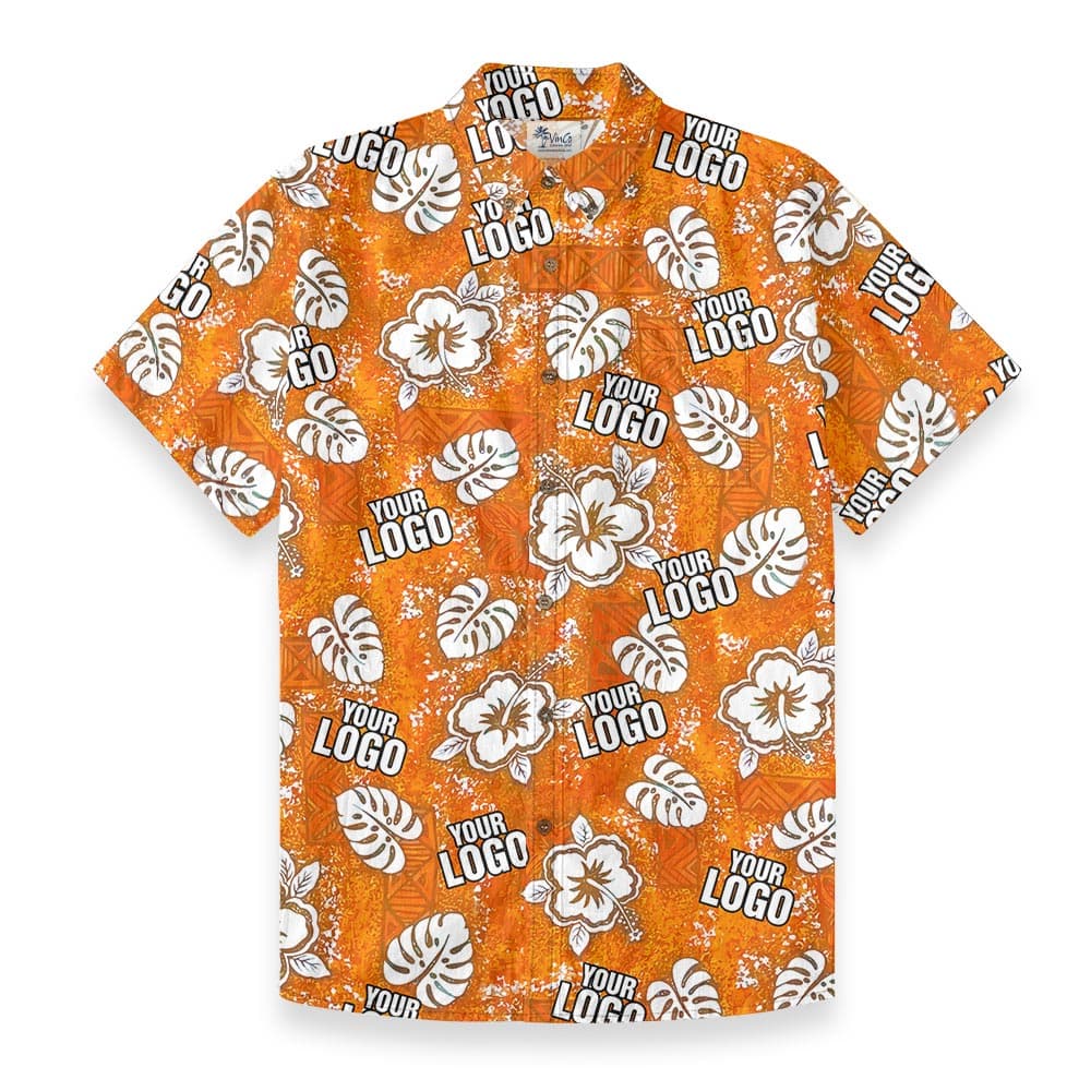 Unique Personalized Orange Aloha Shirt Button Down Cotton