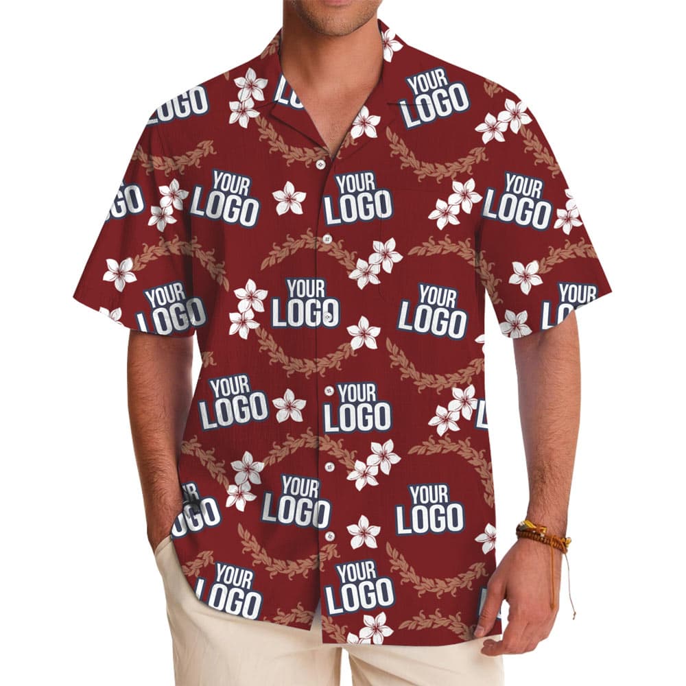 Custom Company Logo Button Up Shirt With Preview Red