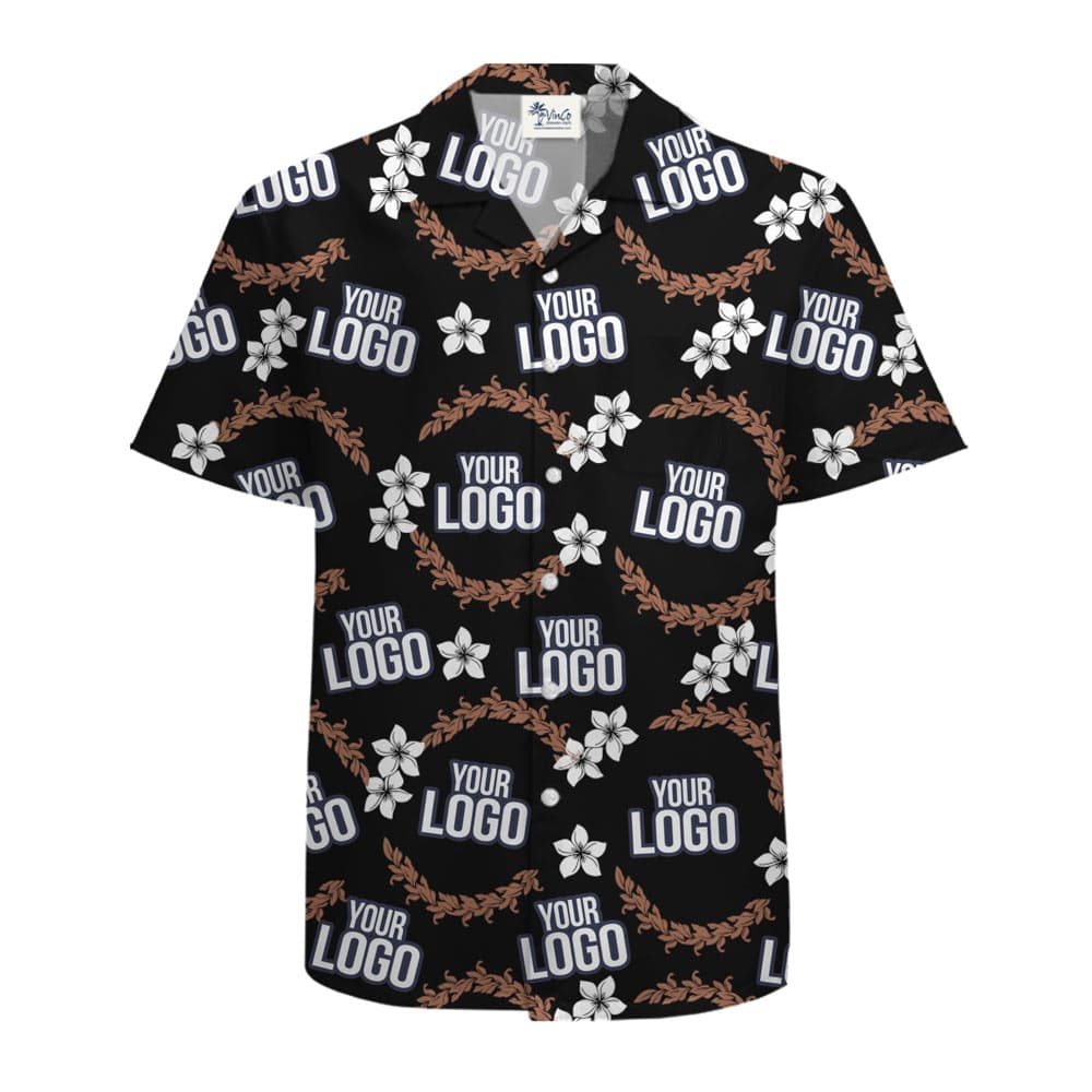 Custom Company Logo Button Up Shirt With Preview Black