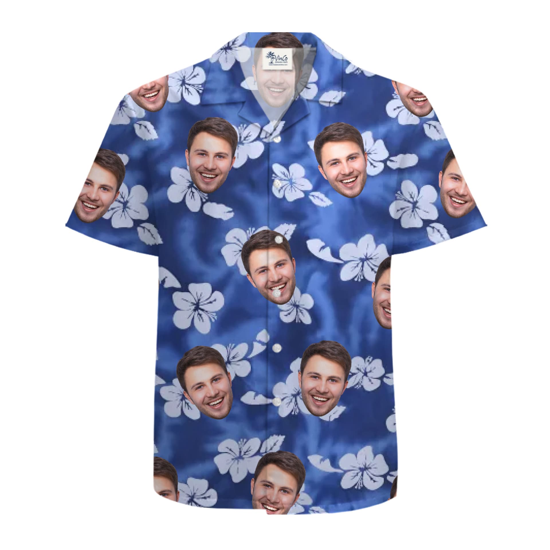 Custom Hawaiian Shirt with Face or Logo Palm Splash and New Live Preview