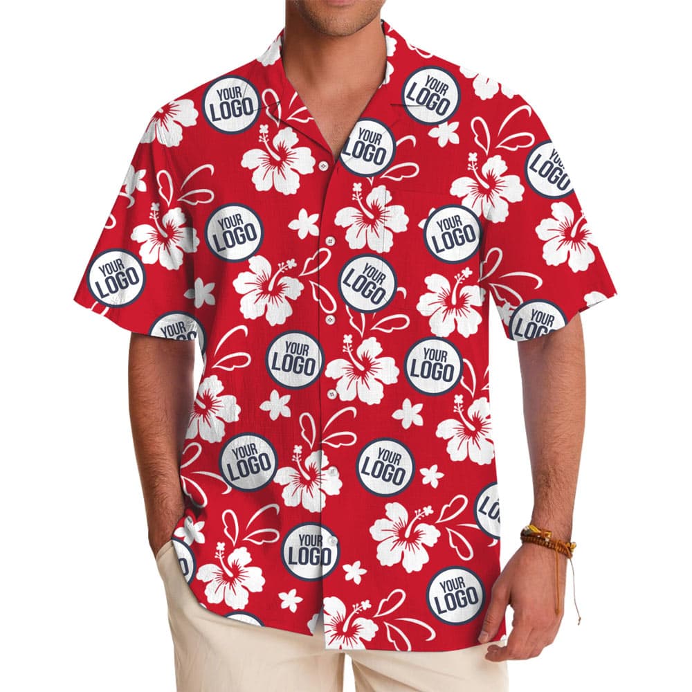 Custom Logo And Color Hawaiian Shirt With Floral Print