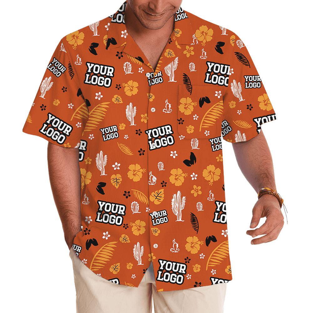 Custom Logo Orange Cactus Hawaiian Shirt For Group (3)