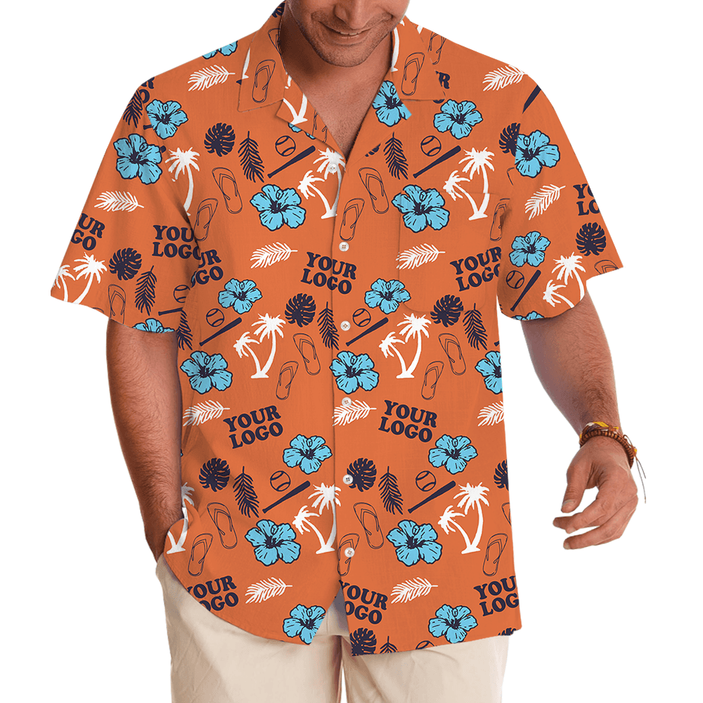 Custom Logo Orange Golf Themed Hawaiian Shirt (2)