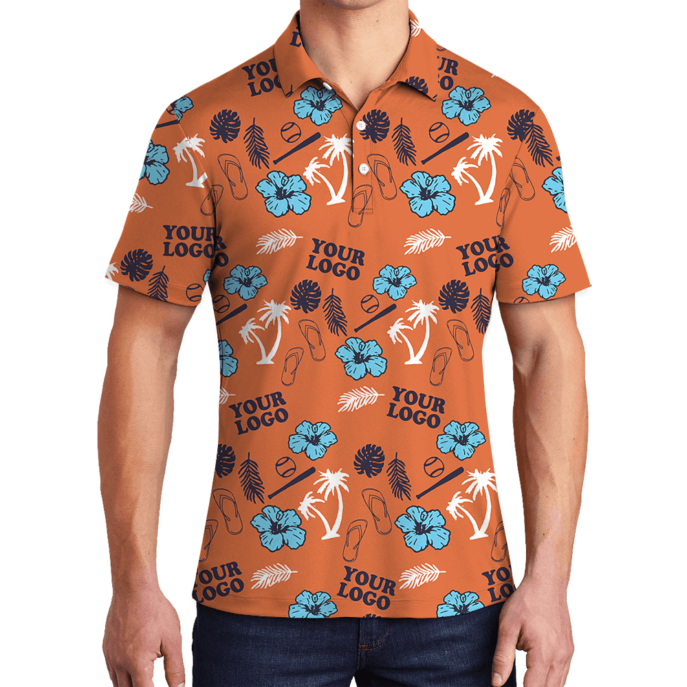Custom Logo Orange Golf Themed Polo Shirt (1)