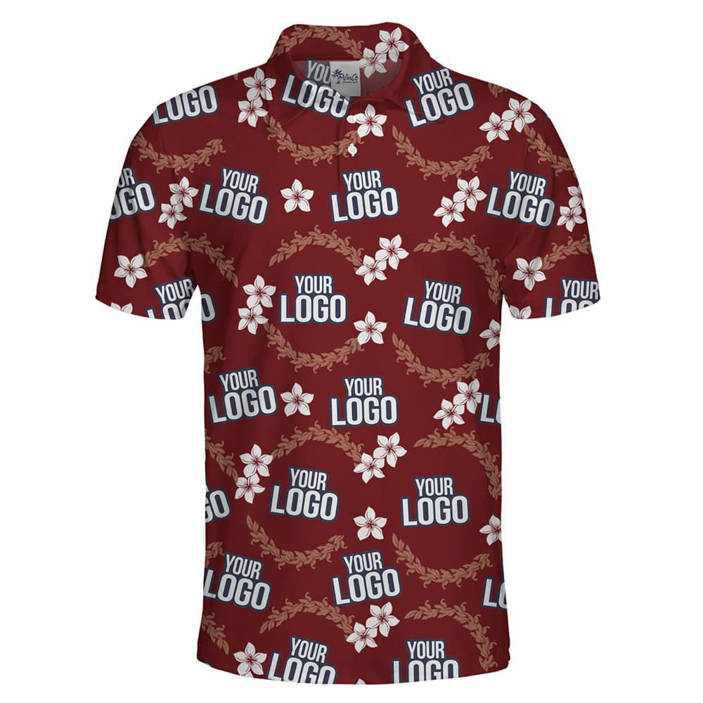 Custom Logo Plumeria Flower And Wreath Polo Shirt