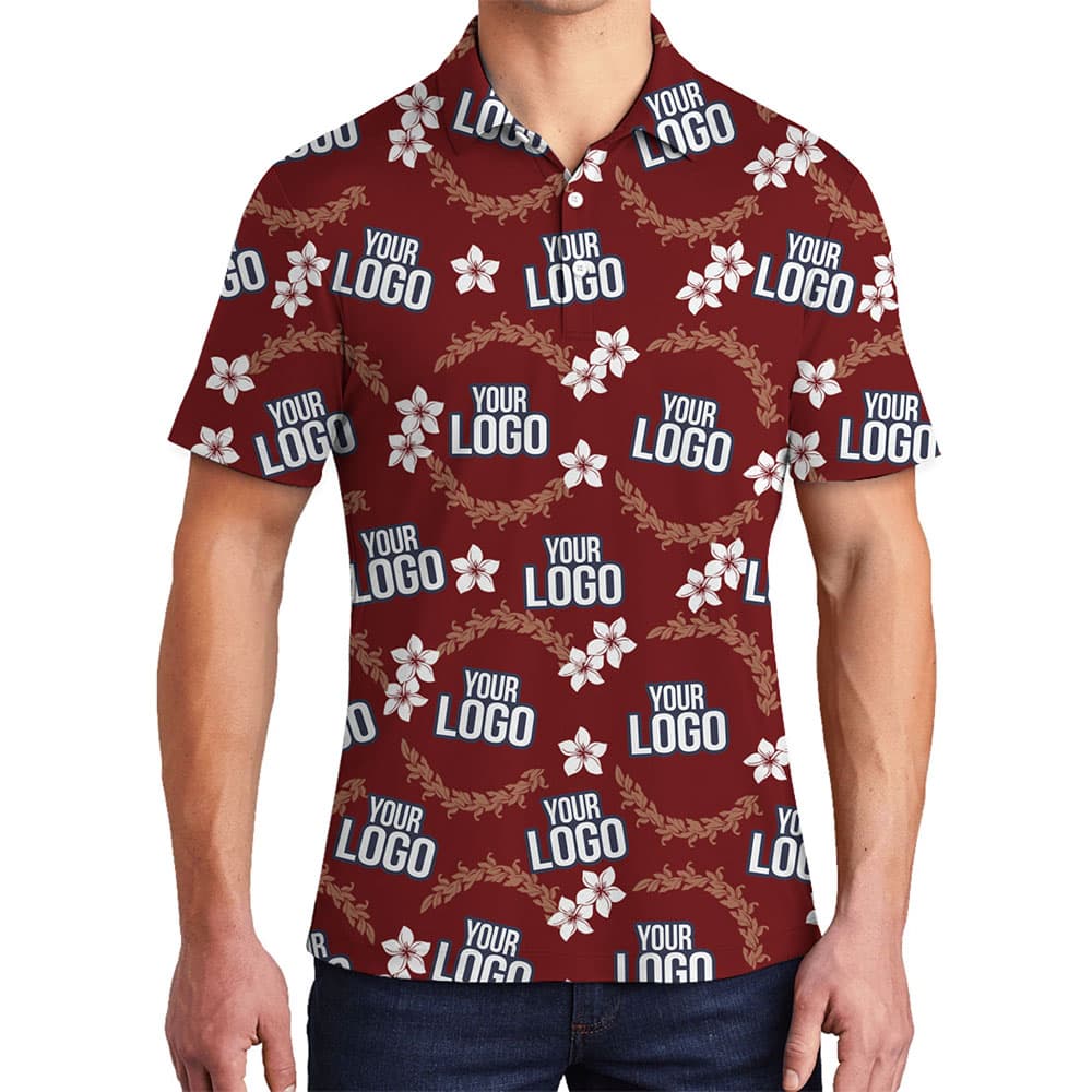 Custom Logo Plumeria Flower And Wreath Polo Shirt