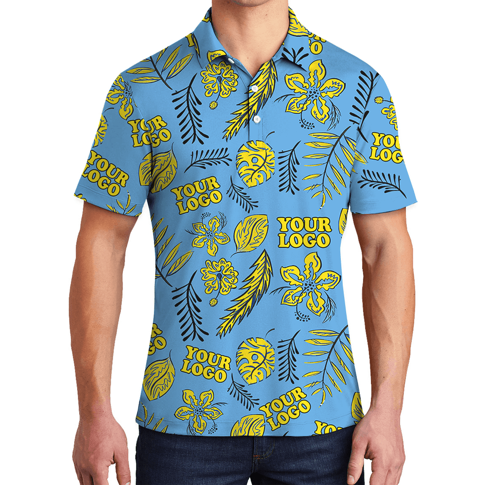 Custom Logo Polo Shirt With Tropical Pattern (1)