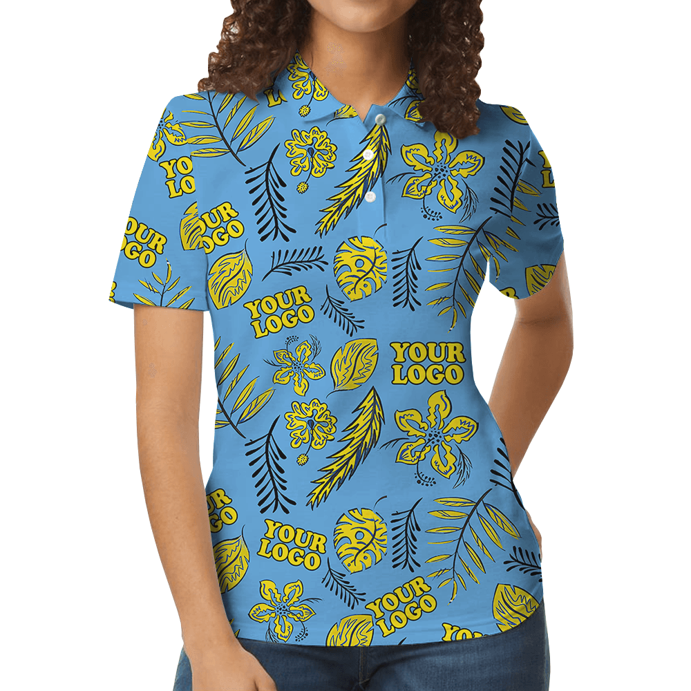 Custom Logo Polo Shirt With Tropical Pattern